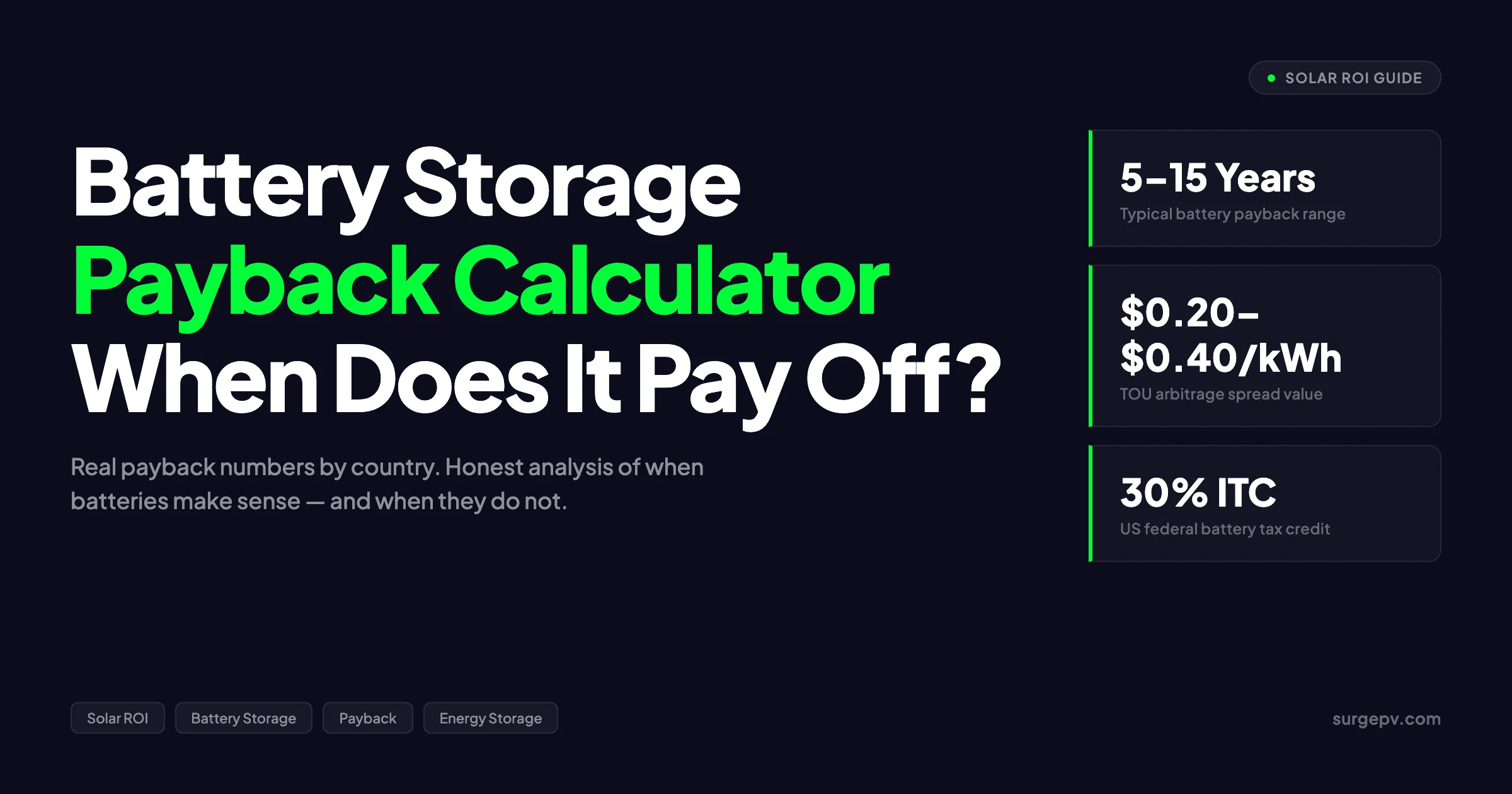 Battery Storage Payback Calculator