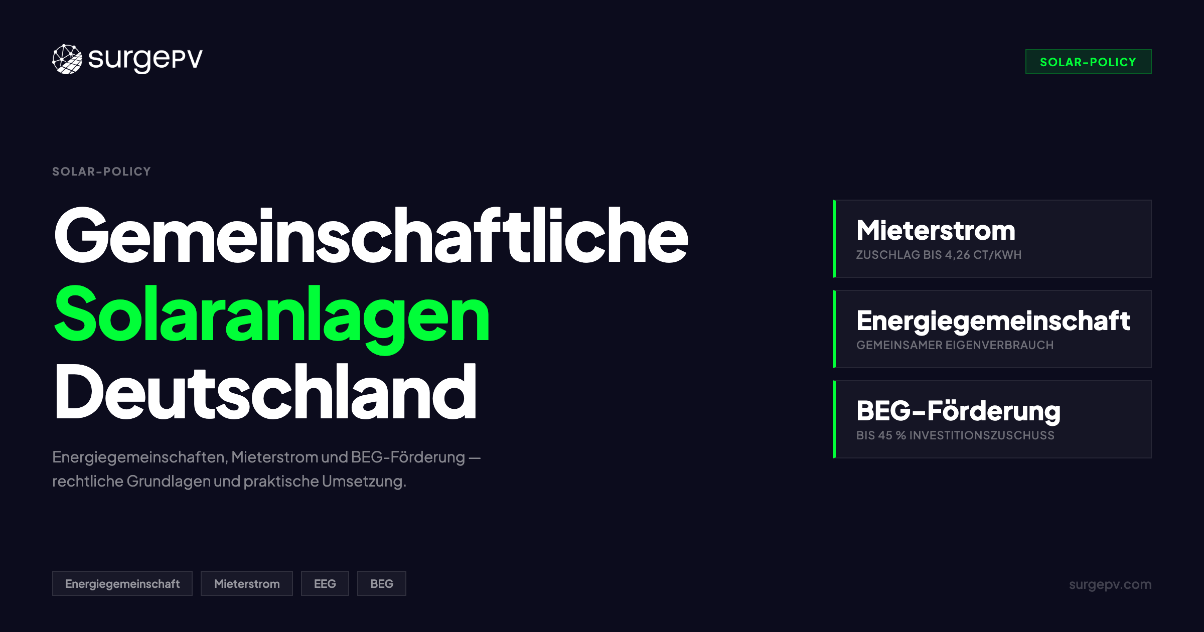 Gemeinschaftliche Solaranlagen Deutschland 2026