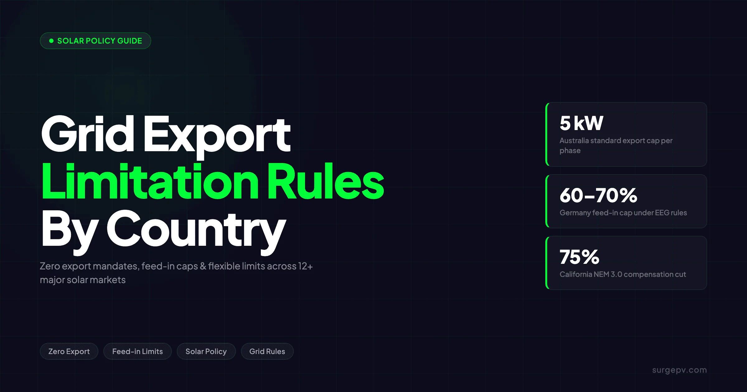 Grid Export Limitation Rules by Country 2026: Caps & Regulations