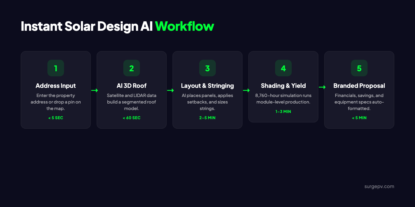 Instant solar design AI workflow from address to proposal