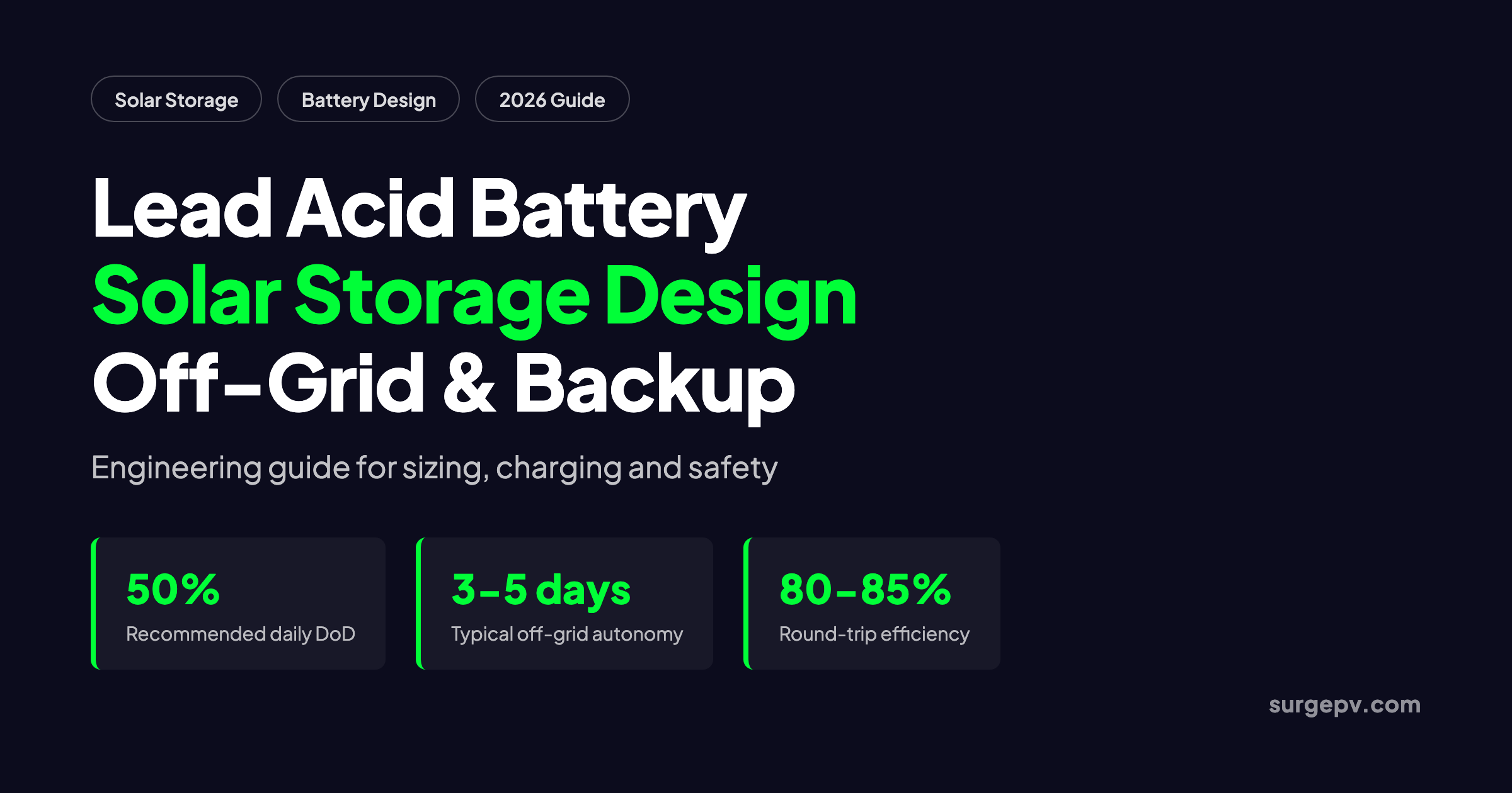 Lead Acid Battery Solar Storage Design 2026: Off-Grid & Backup Engineering Guide