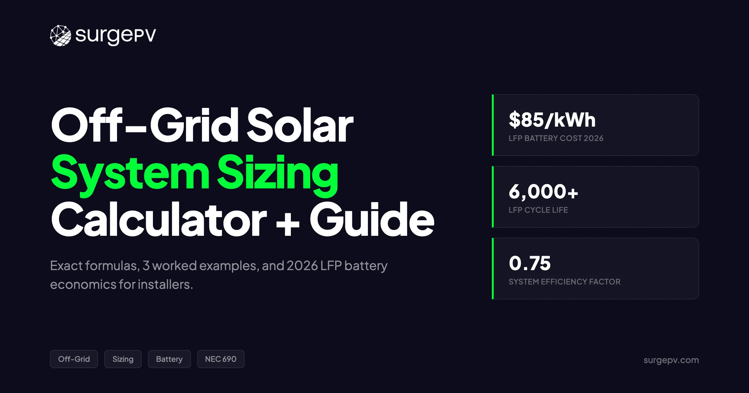 Off-Grid Solar Sizing Calculator: Step-by-Step (2026)