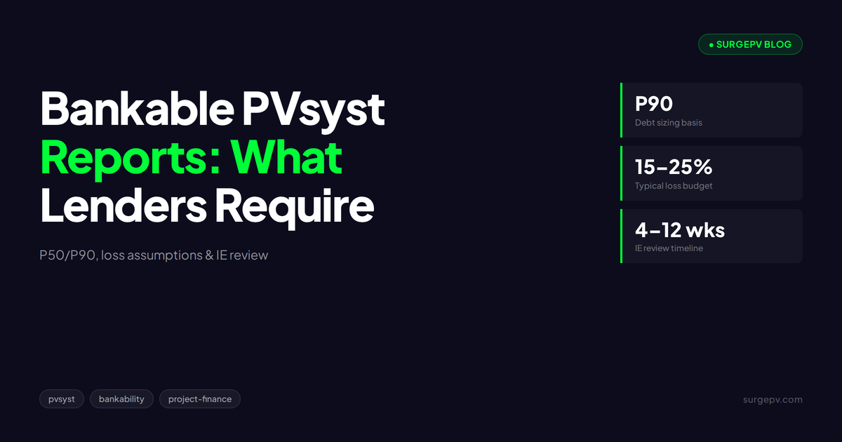 Bankable PVsyst Reports: What Lenders and Investors Require