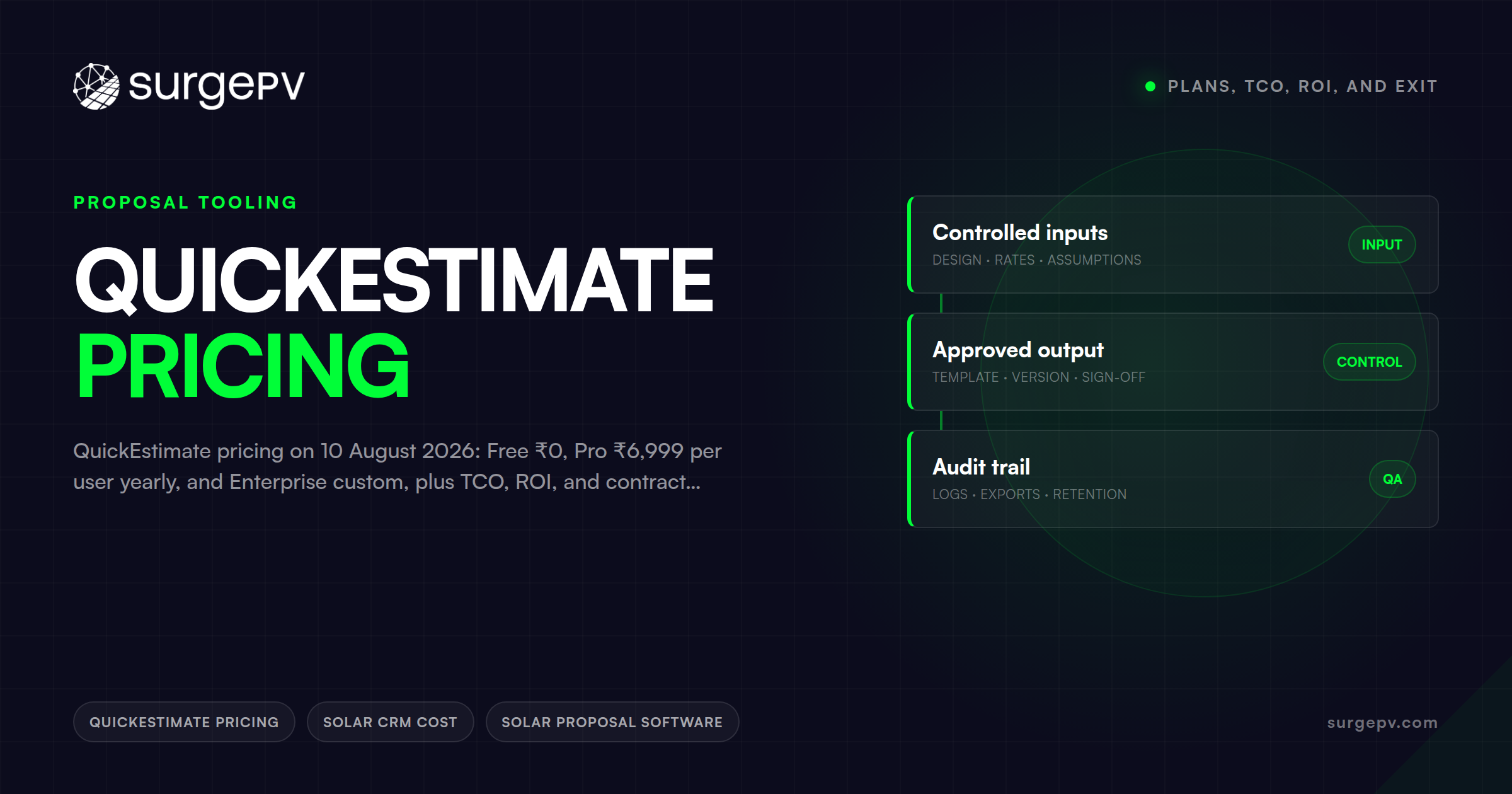 QuickEstimate Pricing: Plans, TCO, ROI, and Exit