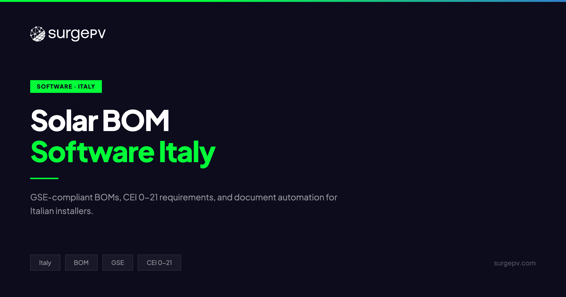 Solar Bill of Materials Software Italy 2026