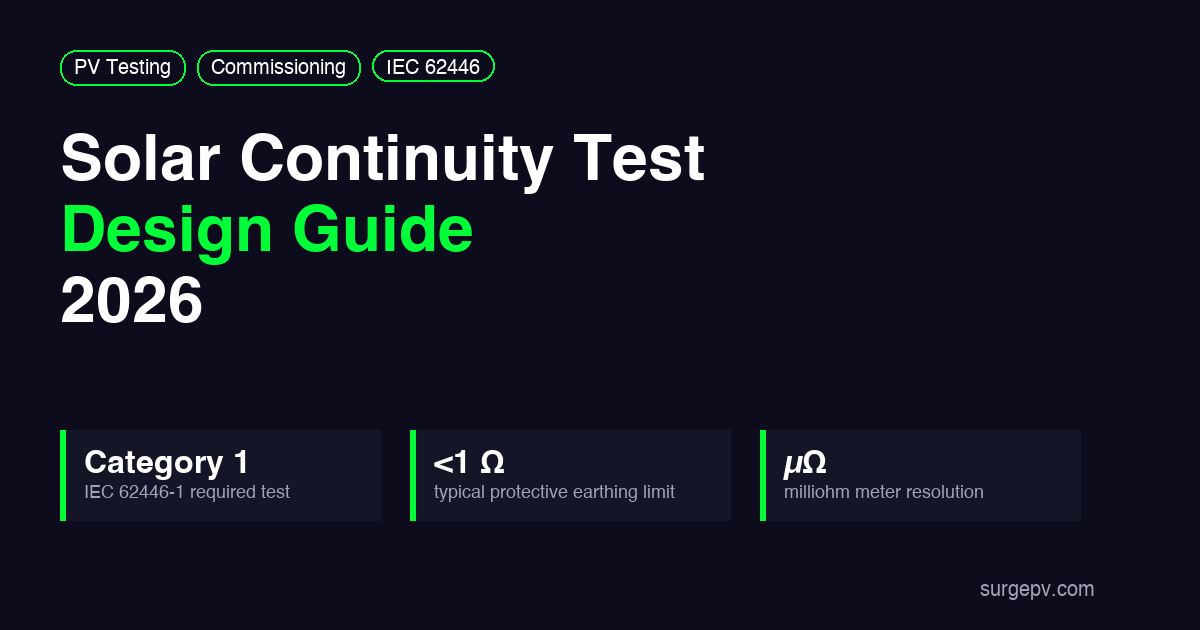 Solar Continuity Test 2026: A Design and Commissioning Guide for PV Systems