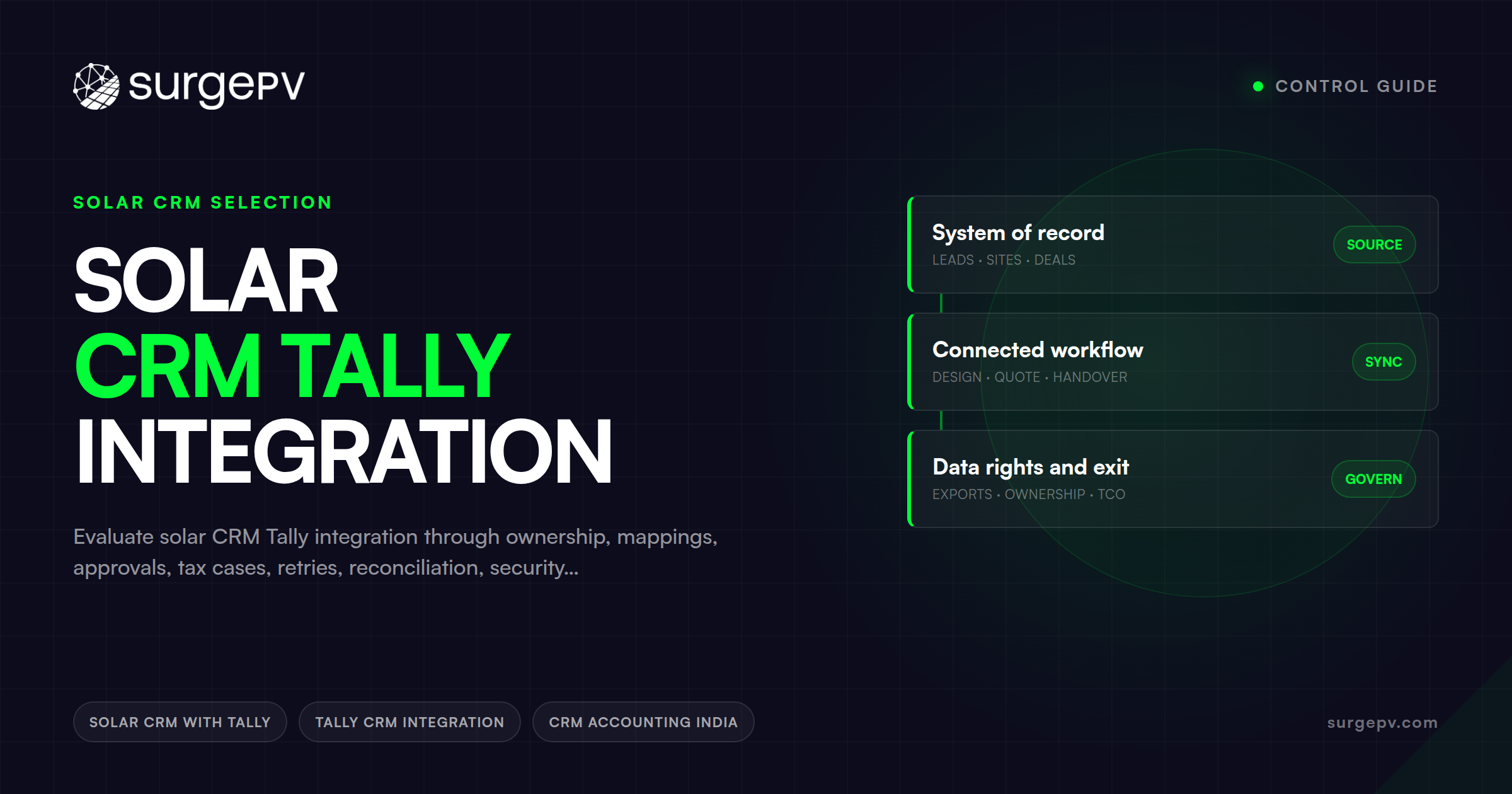 Solar CRM Tally Integration: Control Guide
