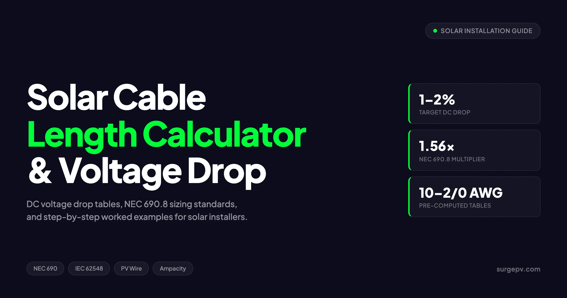 Solar Cable Length Calculator 2026