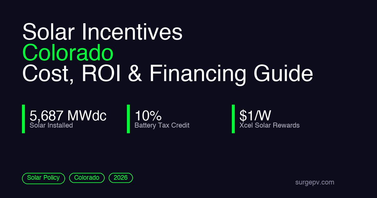 Solar incentives Colorado 2026: Cost, ROI and Financing Guide