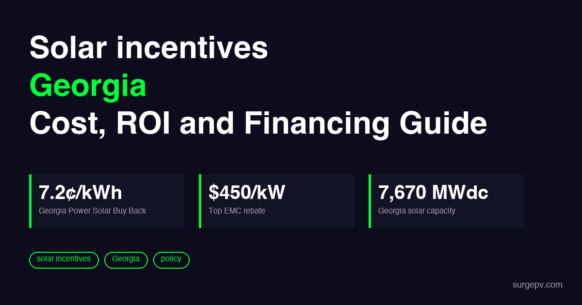 Solar incentives Georgia 2026: Cost, ROI and Financing Guide