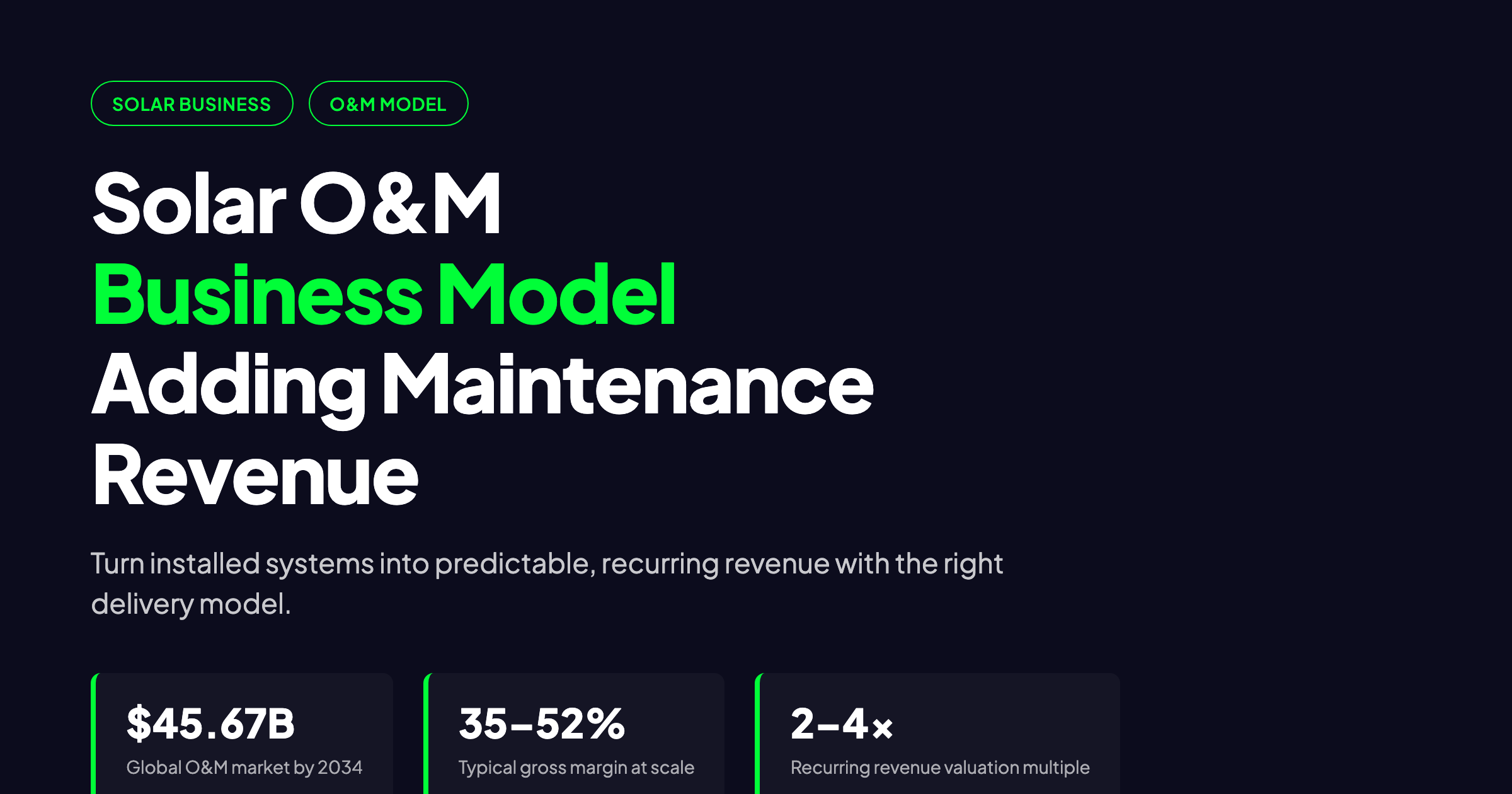Solar O&M Business Model 2026: Adding Maintenance Revenue