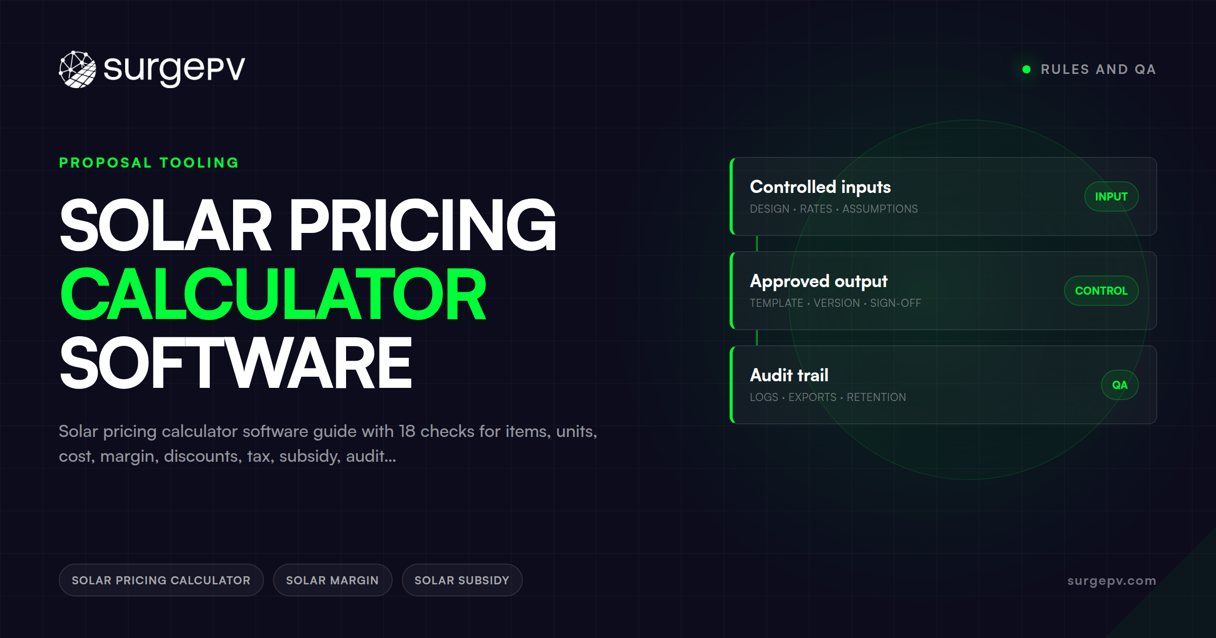 Solar Pricing Calculator Software: Rules and QA
