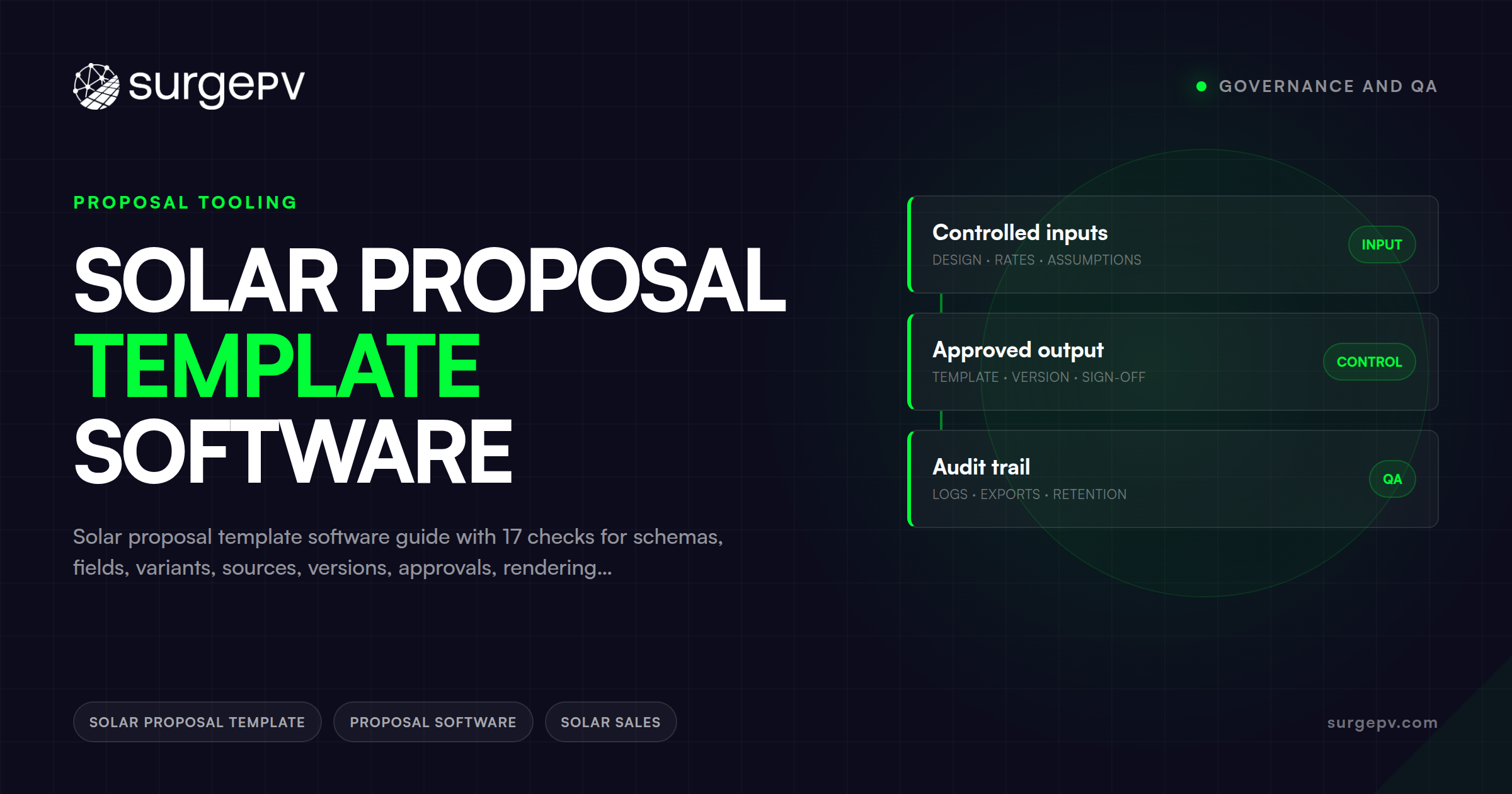 Solar Proposal Template Software: Governance and QA