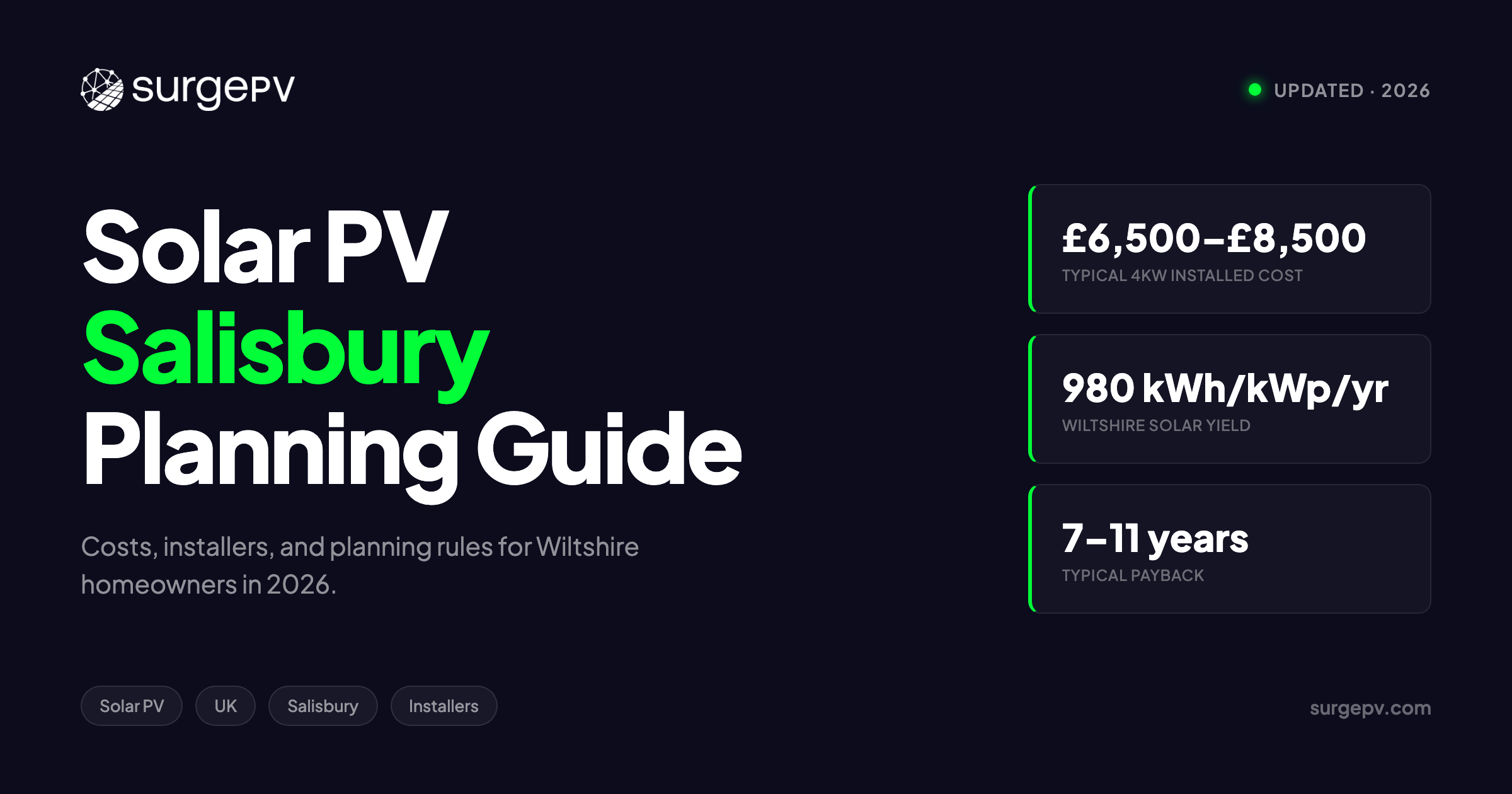 Solar PV Salisbury 2026: Costs, Installers, and Planning Guide