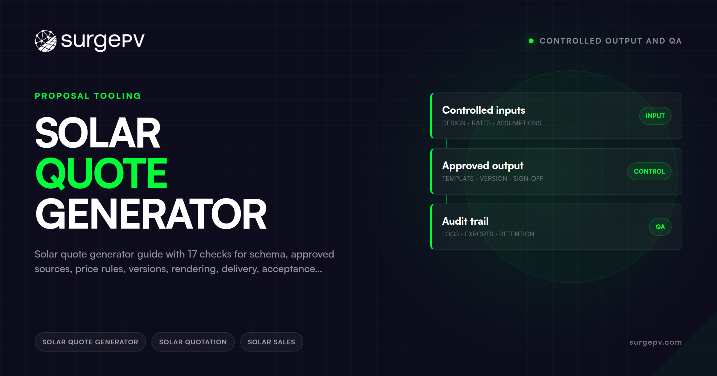 Solar Quote Generator: Controlled Output and QA