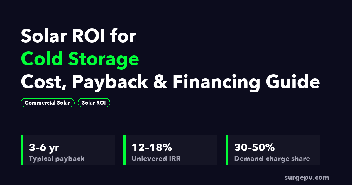Solar ROI for Cold Storage 2026: Cost, Payback and Financing Guide