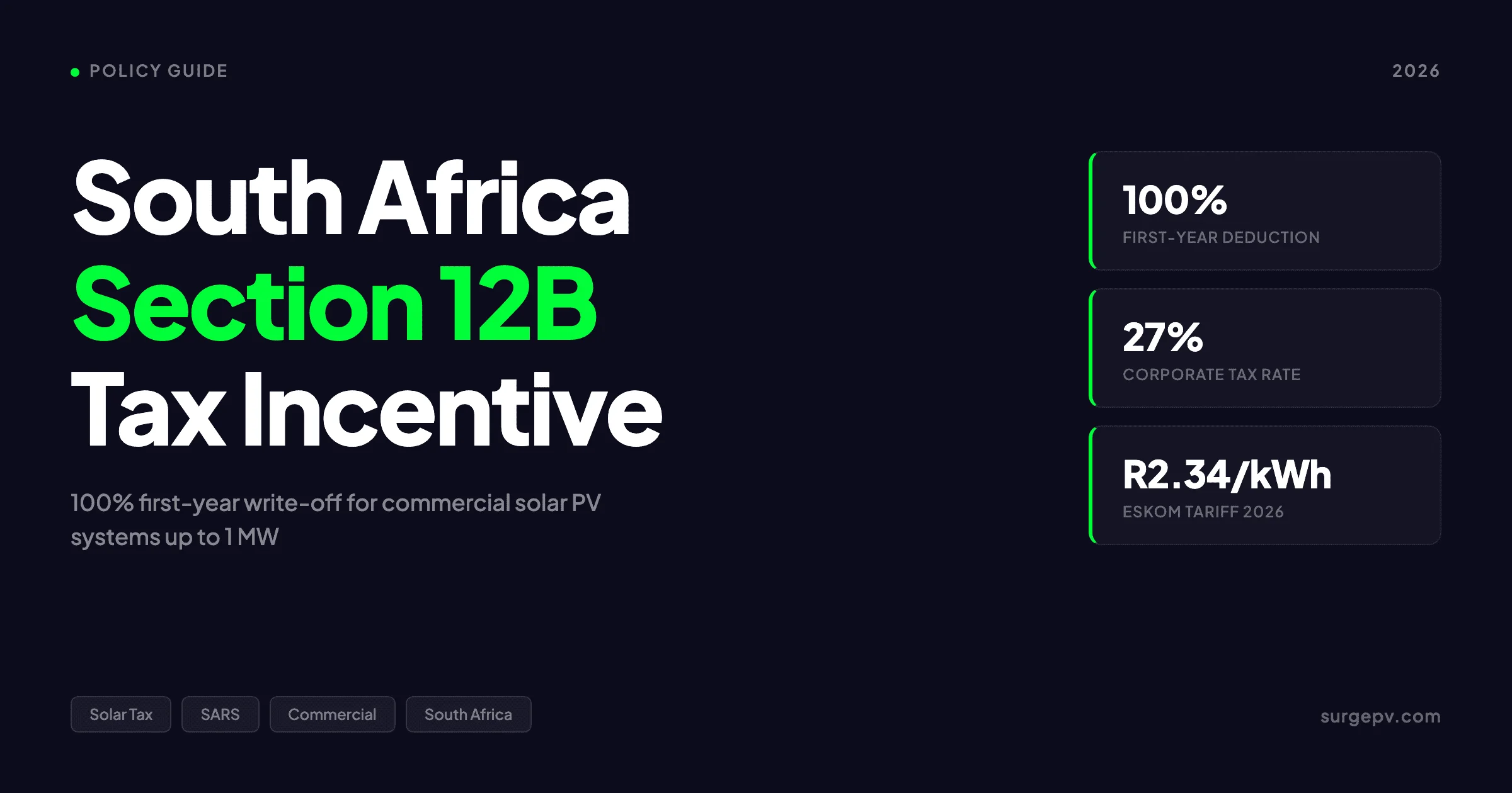 South Africa Section 12B Solar Tax Incentive 2026