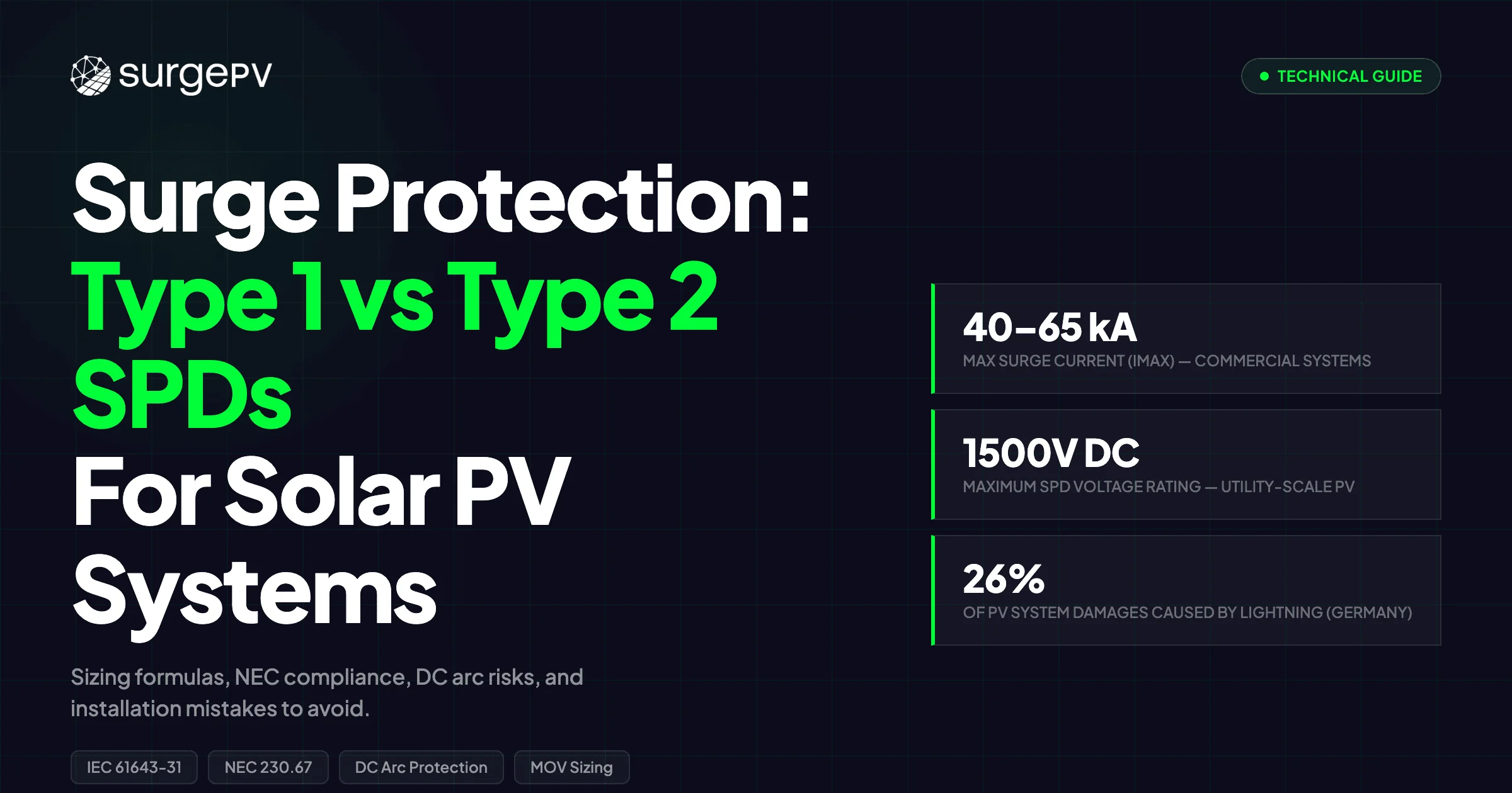 Surge Protection Device for Solar PV 2026: Type 1 & Type 2 SPDs