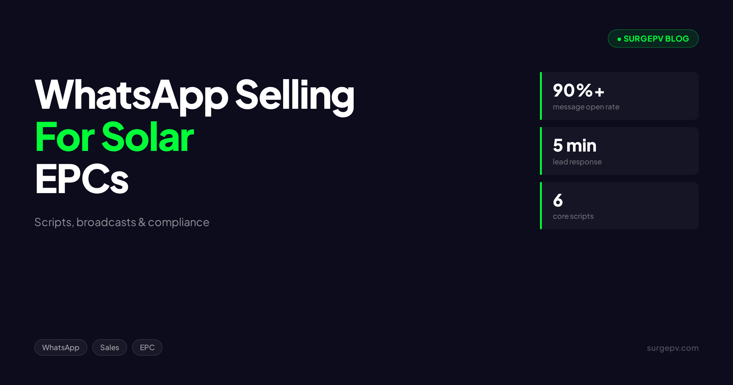 WhatsApp Selling for Solar EPCs: Scripts, Broadcasts & Compliance
