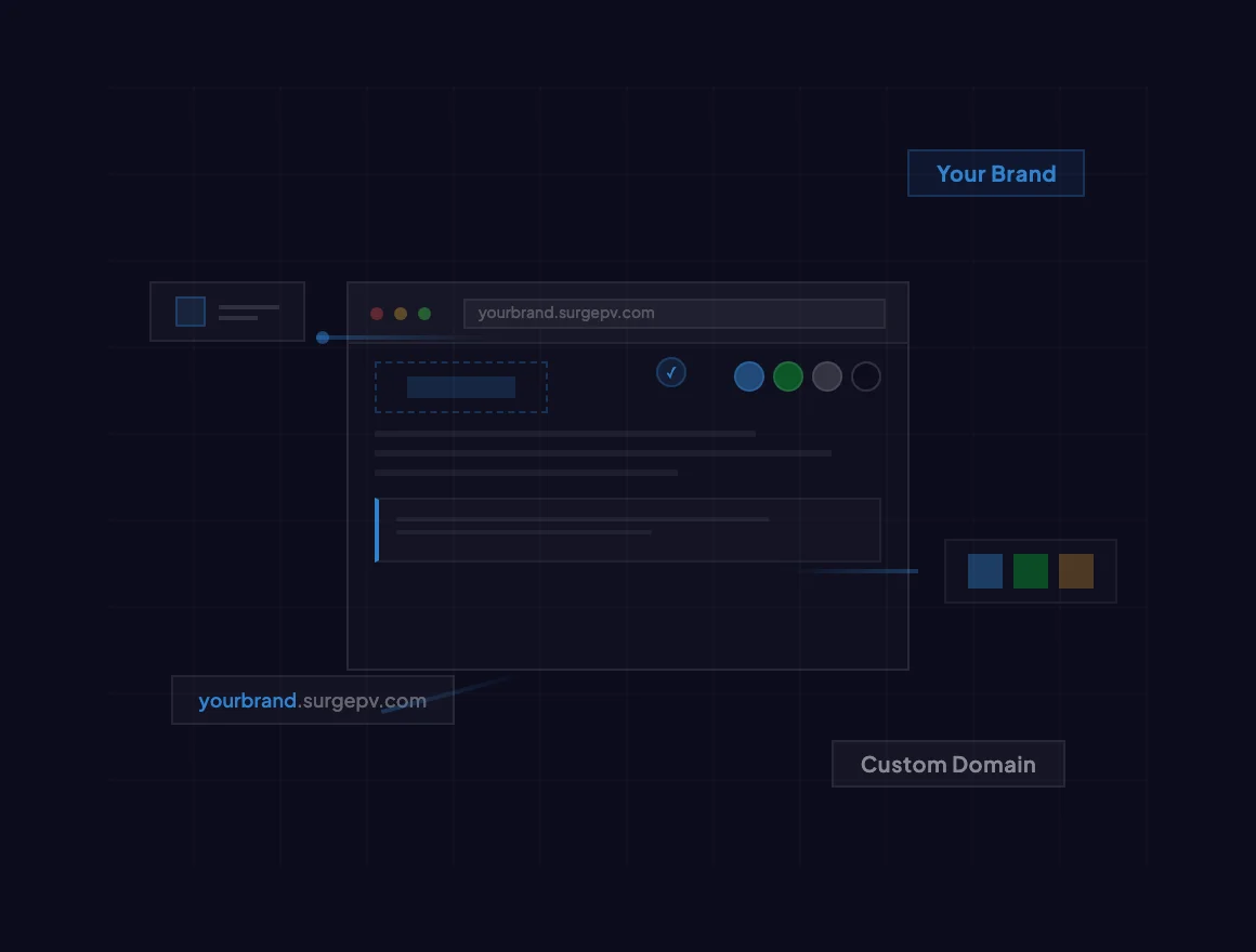 White-label platform setup with branding, colors, and custom domain