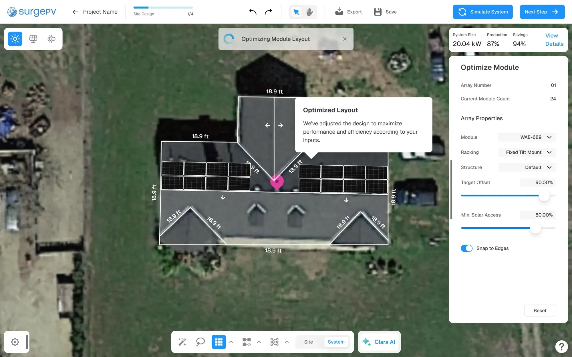Commercial solar structure modeling with complex roof geometry