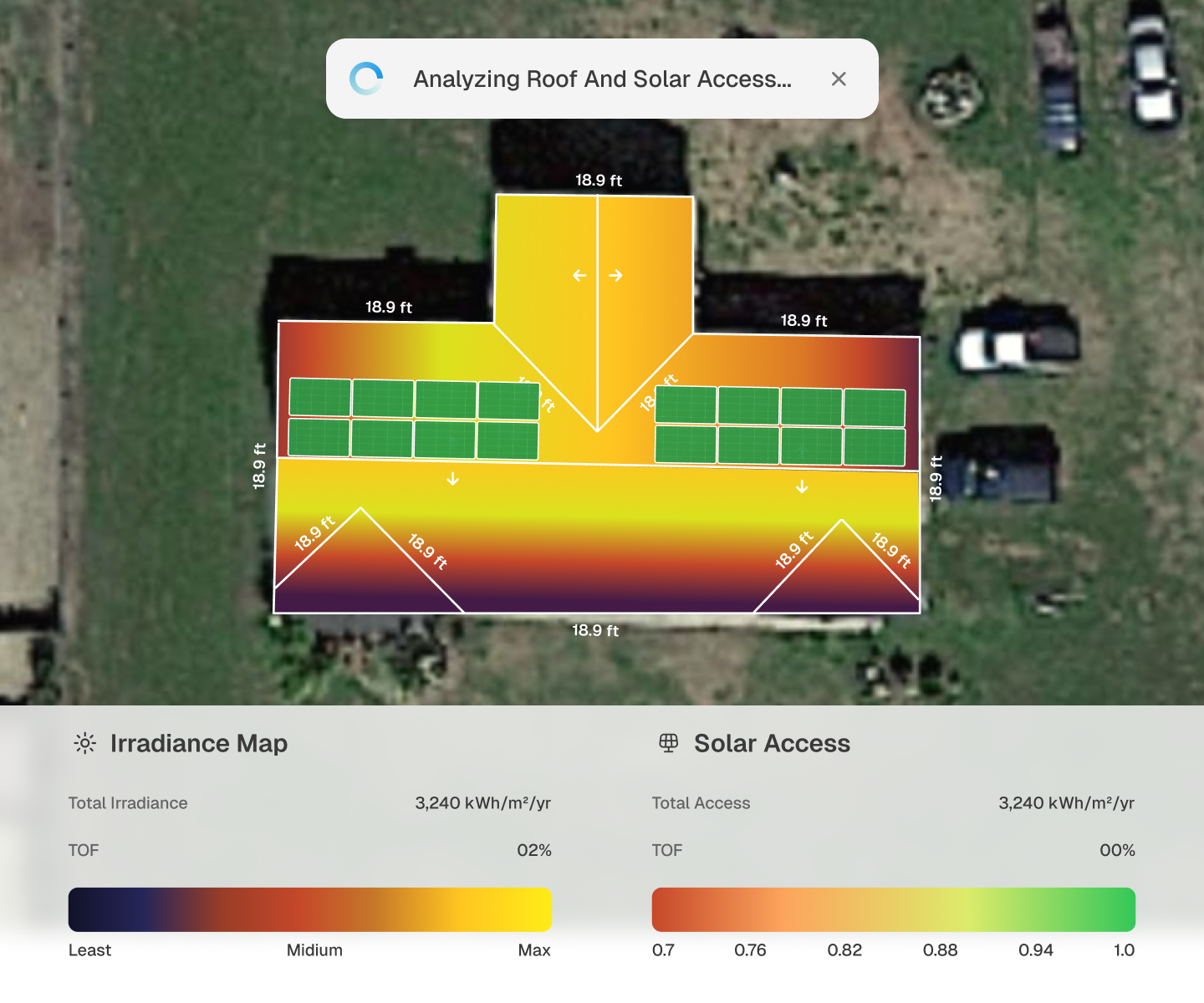 SurgePV energy yield optimization dashboard with P50 P90 simulation results and financial analysis