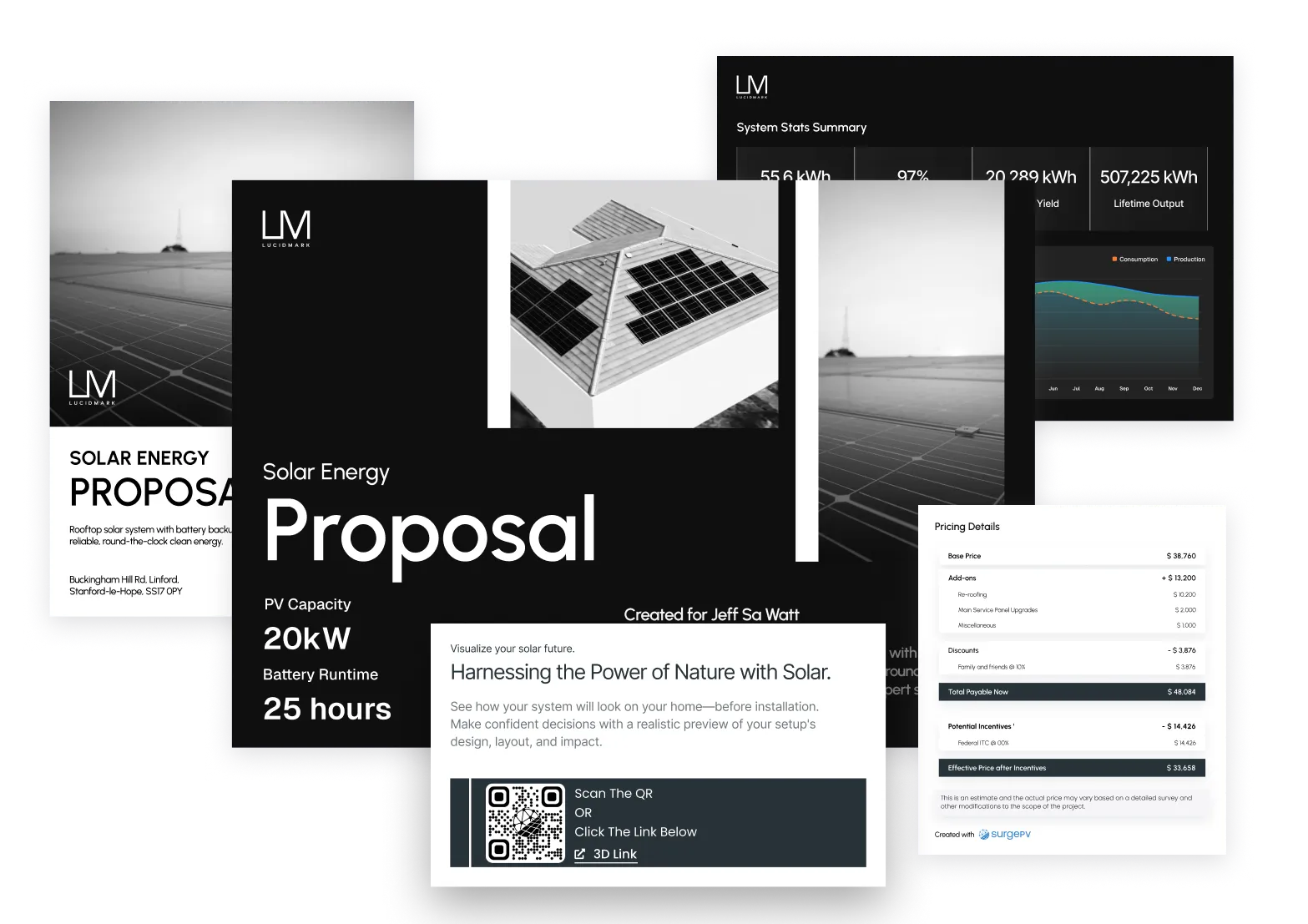 Client tools for solar proposals